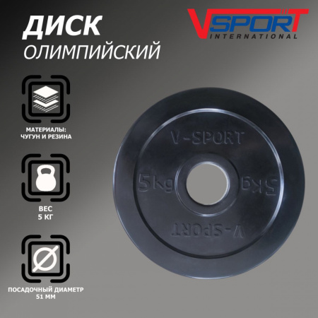 Диск "Олимпийский" 5 кг обрезин. чёрный LB-5