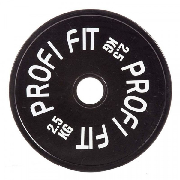 Диск для штанги каучуковый, черный D51 мм PROFI-FIT  2,5 кг